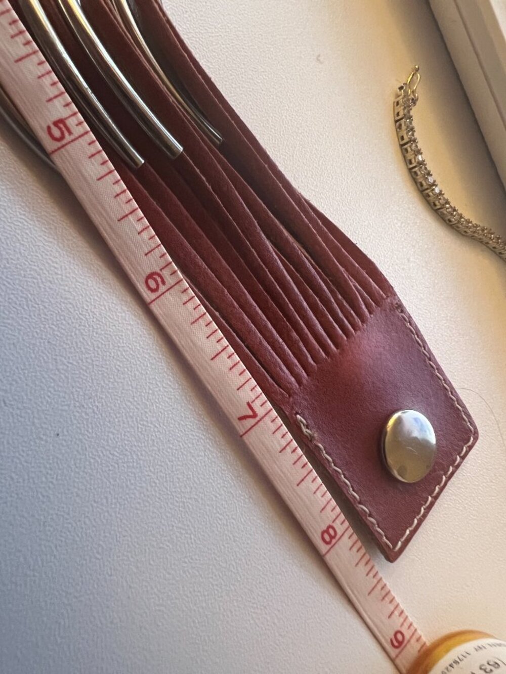 Red Multi‑Strand Faux Leather Bracelet with Silver Metal Accents & Snap Closure - Picture 9 of 9